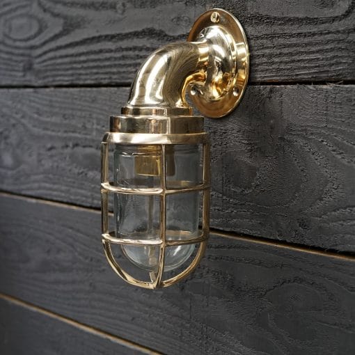 Brass Swan Neck 90 Degree Passage Wall Light – Large