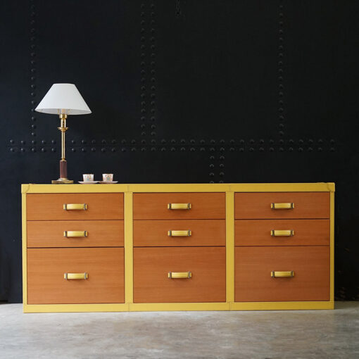 Luxury Superyacht Chest of Nine Drawers - Yellow Leather